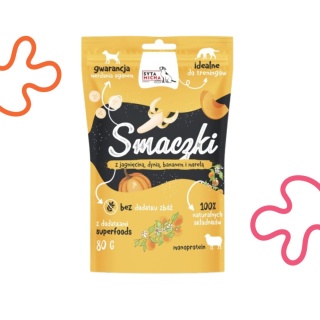 Syta Micha Smaczki z jagnięciną, dynią, bananem i morelą dla psa 80g
