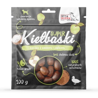 Syta micha - Super kiełbaski z kaczką, kokosem i jabłkiem 100g