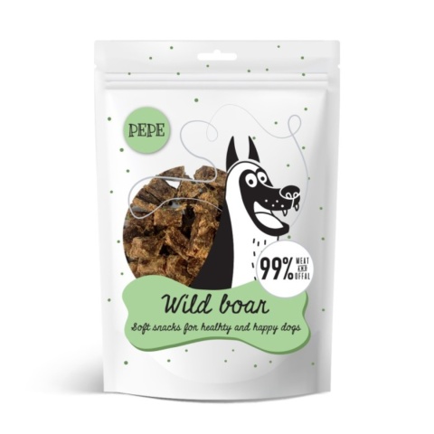 PAKA ZWIERZAKA PRZYSMAKI DLA PSA PEPE MINI CHUNKIES WILD BOAR (DZIK) 70G PAKA ZWIERZAKA PRZYSMAKI DLA PSA PEPE MINI CHUNKIES WILD BOAR (DZIK) 70G