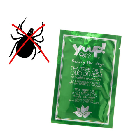 Yuup! Tea Tree and Neem Oil Wipes - chusteczki odstraszające insekty, owady i pasożyty, dla psa i kota Yuup! Tea Tree and Neem Oil Wipes - chusteczki odstraszające insekty, owady i pasożyty, dla psa i kota