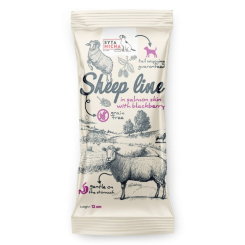 Syta Micha Sheep Line Kość do żucia Owca w skórze łososia z jeżyną 12cm