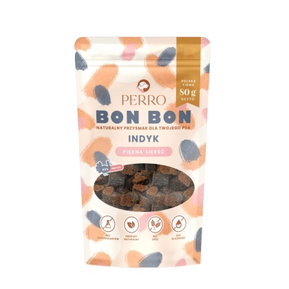 Perro BON BON Indyk Piękna Sierść – funkcyjne przysmaki dla psa 80g