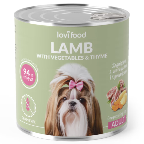 Lovi Food Lamb with Vegetables - mokra karma dla psa, z jagnięciną, warzywami i tymiankiem 800g Lovi Food Lamb with Vegetables - mokra karma dla psa, z jagnięciną, warzywami i tymiankiem 800g