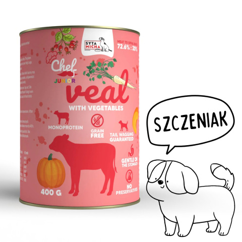 Syta Micha Mokra Karma dla szczeniąt Cielęcina z warzywami JUNIOR 400g Syta Micha Mokra Karma dla szczeniąt Cielęcina z warzywami JUNIOR 400g