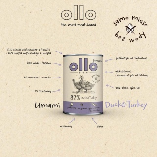 Ollo - karma mokra dla psa z Kaczką i Indykiem 400g