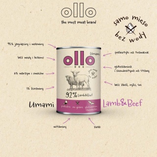 Ollo - karma mokra dla psa z jagnięciną i wołowiną 400g