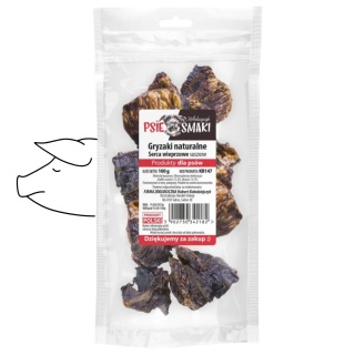 Psie Smaki - Suszone Serca Wieprzowe dla psa 100g