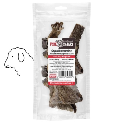 Psie Smaki - Suszone Żwacze Baranie dla psa 100g