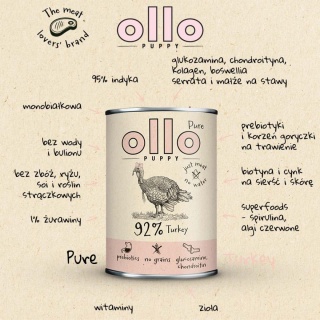 Ollo – karma mokra dla szczeniąt z indykiem 400g