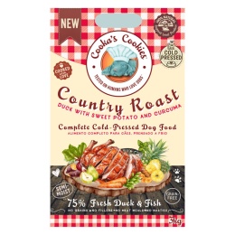 Cooka’s Cookies Country Roast – półwilgotna karma tłoczona na zimno z kaczką, rybą i batatami dla psa 3 kg pieskobox