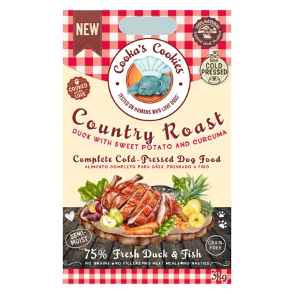 Cooka's Cookies - Półwilgotna karma tłoczona z kaczką i rybą dla psa 3kg