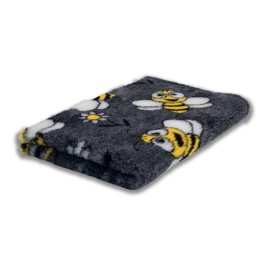 DRY BED Antypoślizgowa mata dla psa 50x75 cm w szarym kolorze z nadrukiem uśmiechniętych pszczółek