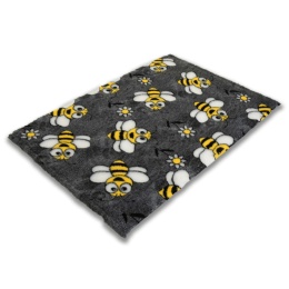 DRY BED Antypoślizgowa mata dla psa 50x75 cm w szarym kolorze z nadrukiem uśmiechniętych pszczółek