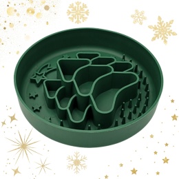 Zielona świąteczna miska spowalniająca jedzenie dla psa Fiboo Slow Fiboowl – ekologiczna, z tworzywa z recyklingu pieskobox