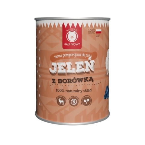 Hau Now karma mokra Jeleń z borówką 400g dla psa – naturalna, bezbożowa karma premium z mięsem z jelenia | PieskoBox