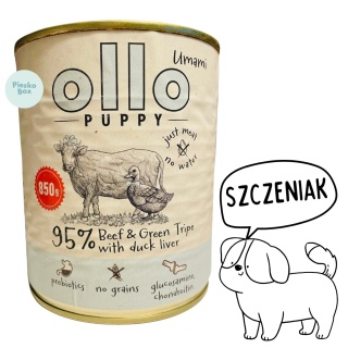 Ollo - karma mokra dla szczeniąt z Wołowiną i Kaczą wątróbką 850g