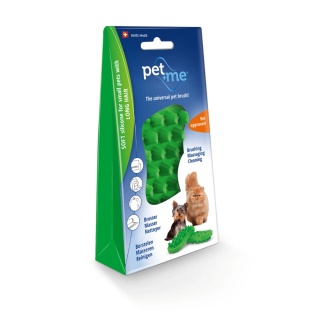 Pet+Me - silikonowa szczotka dla małych psów i kotów z długą sierścią i miękkim podszerstkiem (zielona)