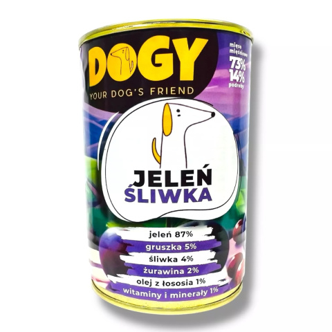 DOGY - Jeleń ze Śliwką Karma mokra dla psa 400g