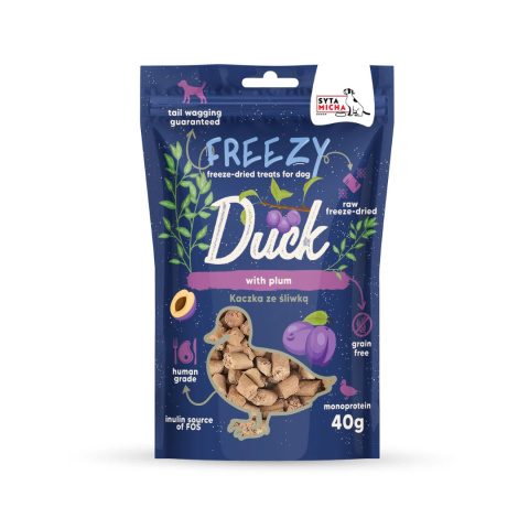 SYTA MICHA FREEZY – Liofilizowane Przysmaki dla Psa Kaczka ze Śliwką i Tymianek 40g SYTA MICHA FREEZY – Liofilizowane Przysmaki dla Psa Kaczka ze Śliwką i Tymianek 40g