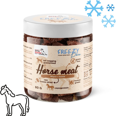 SYTA MICHA FREEZY Pure – 100% liofilizowane mięso z KONIA dla psa 80g SYTA MICHA FREEZY Pure – 100% liofilizowane mięso z KONIA dla psa 80g