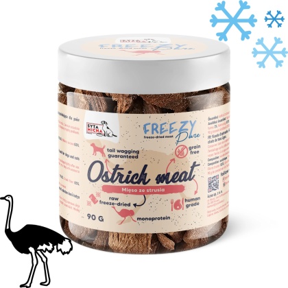 SYTA MICHA FREEZY Pure – 100% liofilizowane mięso STRUSIA dla psa 90g