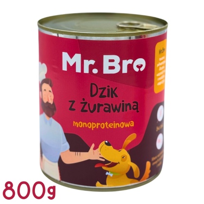 Mr. Bro - Dzik z Żurawiną karma mokra dla psa 800g