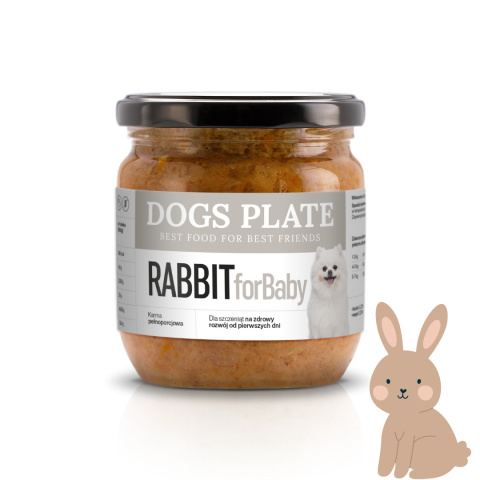 Dogs Plate For Baby Rabbit 360g Karma z mięsa z królika dla szczeniąt Dogs Plate For Baby Rabbit 360g Karma z mięsa z królika dla szczeniąt