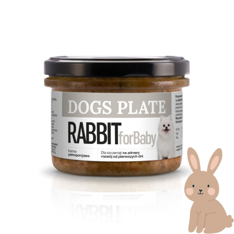 Dogs Plate for Baby Rabbit 180g Karma z mięsa z królika dla szczeniąt Dogs Plate for Baby Rabbit 180g Karma z mięsa z królika dla szczeniąt