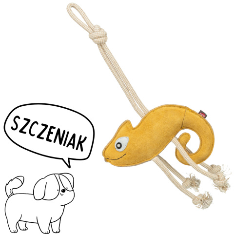 Skórzany Kameleon - naturalna zabawka szarpak dla psa 28cm trixix Skórzany Kameleon - naturalna zabawka szarpak dla psa 28cm trixix