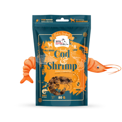 Syta Micha Fish & Seafood Przysmaki z krewetką dla psa 80g Syta Micha Fish & Seafood Przysmaki z krewetką dla psa 80g