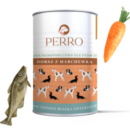 Perro - Karma mokr Dorsz z marchewką dla psów 400g