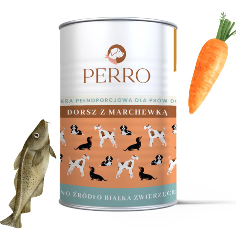 Perro - Karma mokr Dorsz z marchewką dla psów 400g Perro - Karma mokr Dorsz z marchewką dla psów 400g