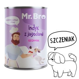 Mr. Bro - Indyk z Jagodami karma mokra dla szczeniąt 400g