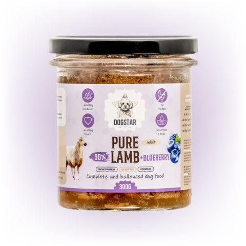 Dogstar - Gotowana karma z JAGNIĘCINĄ dla psa 300g