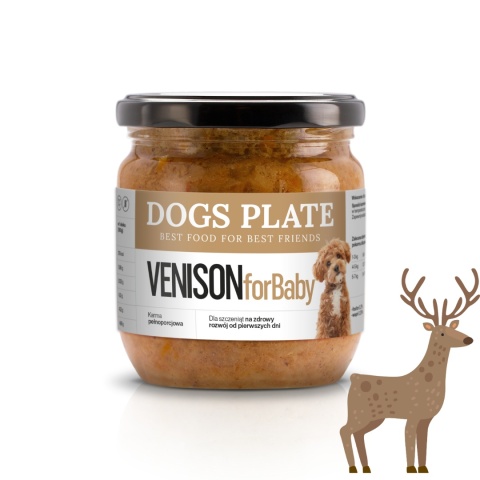 Dogs Plate for Baby Venison - gotowana Karma z danielem dla szczeniąt 360g