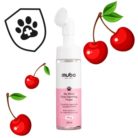 Mubol - Wiśniowa pianka do mycia łap psa bez spłukiwania 200ml