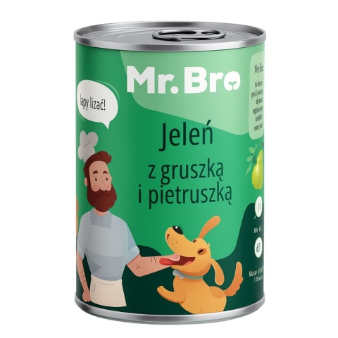 Monoproteinowa karma mokra dla psa – jeleń z gruszką i pietruszką Mr. Bro 400g – Pieskobox