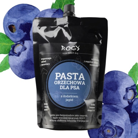 Masło orzechowe dla psa z borówką Rogy 400g – Pieskobox