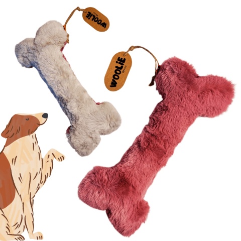 WoolieWhillie Pluszowa Kostka z Piszczałką – zabawka dla psa