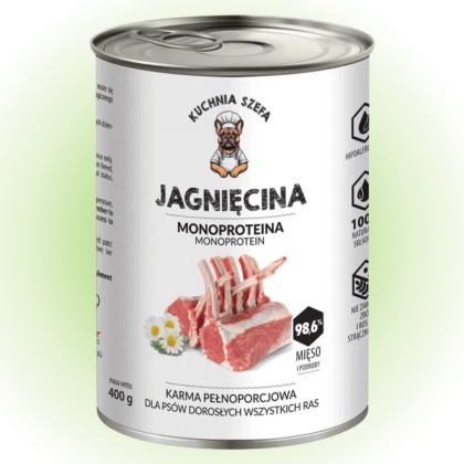 Kuchnia Szefa – karma mokra dla psa z JAGNIĘCINĄ 400g