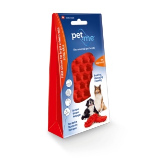 Pet+Me - silikonowa szczotka dla psa, do gęstej i długiej sierści z grubym podszerstkiem (czerwona)