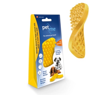 Pet+Me - silikonowa szczotka dla psa szorstkowłosego, o sierści krótkiej i gęstej (żółta)