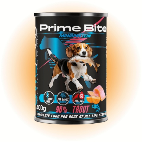 karma mokra dla psa Game Dog Prime Bite pstrąg z batatem 400g