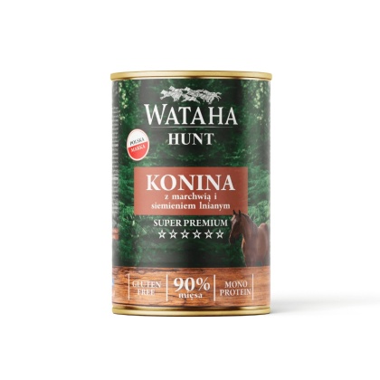 Wataha Hunt – Konina z marchewką i siemieniem lnianym karma mokra 400g