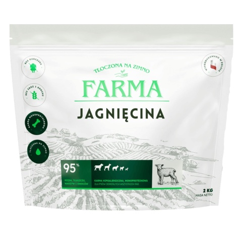 Farma Jagnięcina karma dla psa tłoczona na zimno 2kg
