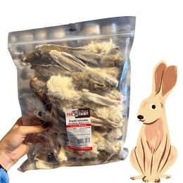 Kołodziejczyk suszone uszy królicze z futrem dla psa naturalny gryzak