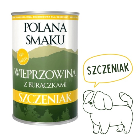 Polana Smaku wieprzowina z buraczkami karma mokra dla szczeniąt 400g