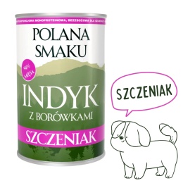 Polana Smaku indyk z borówkami karma mokra dla szczeniąt 400g