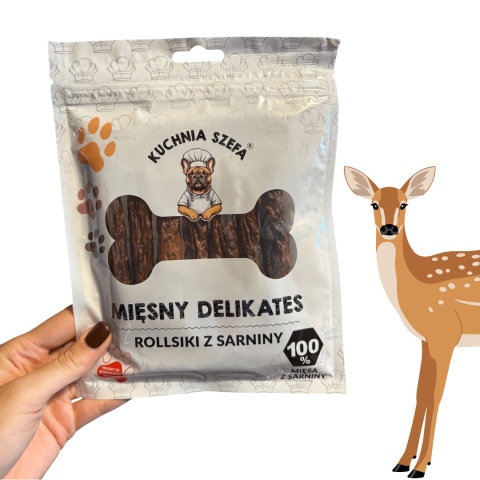 Kuchnia Szefa Rollsiki z sarniny dla psa – naturalne cygara z dziczyzny