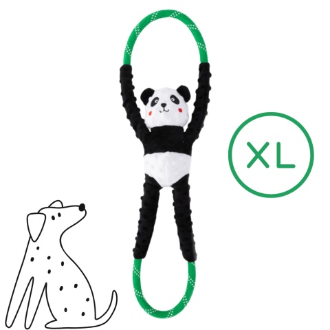 ZippyPaws Panda na linie – pluszowy szarpak do przeciągania z piszczałką dla psa